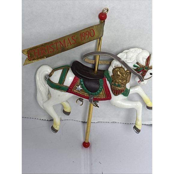 1990 Enesco "Yuletide Ride" Carousel Horse Christmas Ornament - Picture 2 of 3